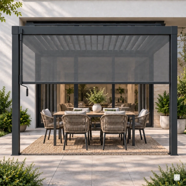Zestaw Pergola bioklimatyczna aluminiowo-stalowa MIRADOR Element 88 - 3 x 4 m + ROLETA 4M | Antracyt